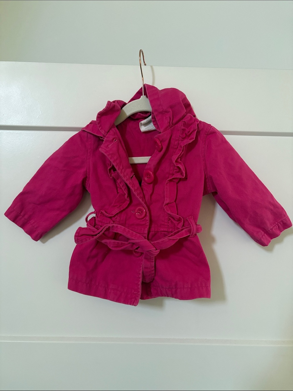 Crazy 8 Baby Girls' Fuchsia Ruffle Trench Coat 6-12 Months
